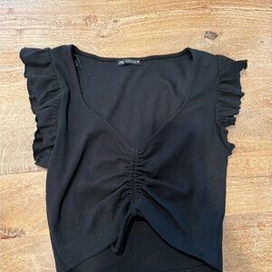 Zara Black Ruffled Top